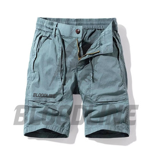 Pantalones Cortos Bermuda para Hombre BLOODLINE, Diseño Sólido en PU, Cintura Elástica Media, Estilo Casual con Bolsillos, 220g, Tela No Tejida - Product Image 3