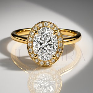 Bague solitaire ovale sertie de diamants, la plus vendue en 2026, pour le quotidien, le bureau et les mariages – Cadeau élégant pour elle - Product Image 2