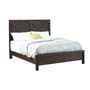 Letto matrimoniale in legno con design a X, stile rustico contemporaneo, colore espresso, un look unico per la camera da letto - Product Image 4