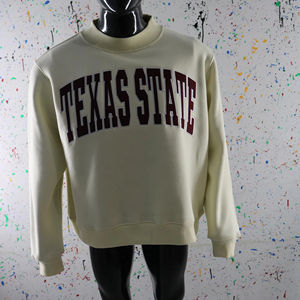 Sudadera TEXAS STATE CREAM con Cuello Alto, 100% Marrón, Apliques Bordados, Sudadera de Cuello Ancho, URBAN PRODUCTIONS - Product Image 1