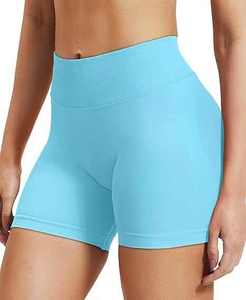 New Arrival Women's Polyester/Cotton High Yoga Shorts <b>Thigh</b> Length Solid High Customize Printed Logo OEM Street Style High - Product Image 6