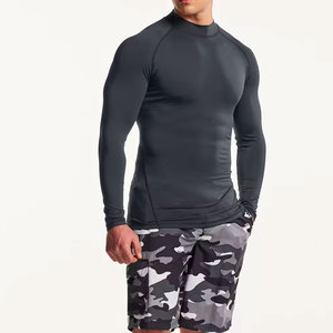 <b>Men</b> Dark Gray Breathable Eco-Friendly Front Logo Quick Dry <b>Compression</b> Rash Guard Sport <b>Shirt</b> Adult Fit - Product Image 3
