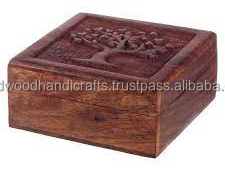 Boîtes en bois sculptées décoratives Home Office Verrouillage Stockage en bois Couvercle à charnière Souvenir Boîte en bois sculptée - Product Image 2