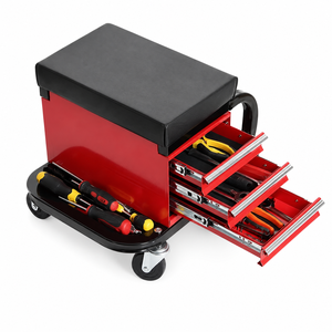 Rolling Mechanic Stool Chest with3 Drawers, Tool Tray with <b>Padded</b> <b>Chair</b> Seat,360 Swivel Casters, 350lbs Load GAPGAR025 - Product Image 1