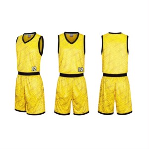 Conjunto de Camiseta de Baloncesto Amarilla sin Mangas con Cuello en V, Impresión Digital, Nombre del Equipo Personalizado, Resistente al Viento, Ecológico, Transpirable y de Secado Rápido - Product Image 1