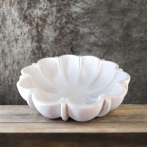 White Marble Floral <b>Bowl</b> - Product Image 2