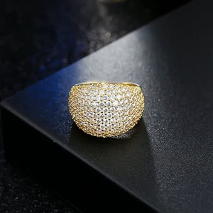 Micro Pave Cluster <b>Ring</b> 925 Sterling Silver Rhodium Plated <b>Dome</b> Shank Hip Hop Style Wedding Band for Anniversary Engagement Gift - Product Image 2