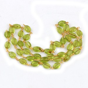 Natural Peridot Hydro Oval Smooth Beads <b>Rosary</b> Chain 6x7mm Gold Plated Jewelry Making Oval Chain Rolls Wholesale Bulk Supplier - Product Image 1
