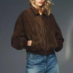 เสื้อแจ็คเก็ตหนังกลับผู้หญิงสุดหรู ระบายอากาศได้ดี คอตั้ง สำหรับฤดูหนาว - Product Image 5