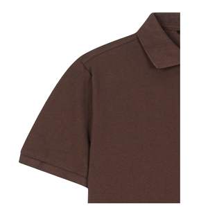 Polo en coton marron pour homme, manches courtes, logo personnalisé, polo de golf uni, t-shirt, fournisseur en gros OEM - Product Image 5