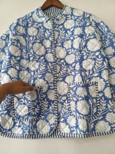 Floral Quilted <b>Reversible</b> <b>Jacket</b>: Indian Block Print Cotton - Product Image 6