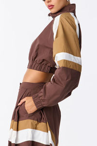 Women Sportswear Windbreaker <b>Set</b> Two Piece Casual <b>Crop</b> <b>Top</b> Jacket and High Waist Pants Jogger Tracksuit for Wholesale - Product Image 3