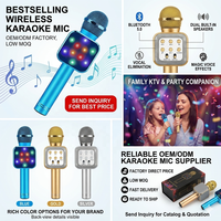 Microphone Karaoké Portable Sans Fil WS1818 avec Lumières LED Colorées, Haut-Parleur Bluetooth, Micro à Main pour Enfants, Adultes, Fêtes, Maison, KTV