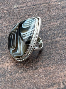 Bague en argent sterling 925 faite à la main avec cadeau d'anniversaire en agate du Botswana naturelle pour elle - Product Image 4