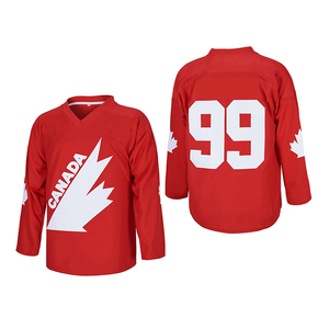 For Ice Hockey Jersey Red V-Neck Full Sleeve 99 Sublimated Print Moisture Wicking Adult Unisex Anti-UV Breathable - Product Image 1
