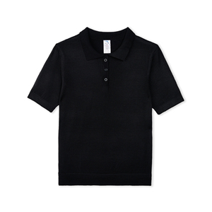เสื้อถักไหมพรมสีดำล้วนสำหรับผู้ชาย แขนสั้น สวมใส่สบาย 100% อะคริลิก กันยับ ทรงปกติ - Product Image 1