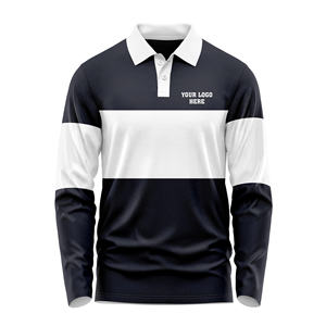 Polo à manches longues uni avec service de personnalisation du logo, coupe confortable, look professionnel pour uniformes d'entreprise, vêtements d'équipe - Product Image 5