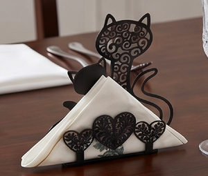 Lindo Porta Servilletas Metálico con Diseño de Gato, Recubrimiento en Polvo Negro, de Pie, para Decoración de Mesa y Uso en la Cocina - Product Image 4