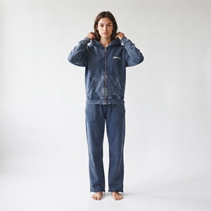 Conjunto de Chándal Personalizado para Mujer con Lavado Ácido, Sudadera con Cremallera Desgastada y Pantalones Jogger, Estilo Vintage de Algodón, Atuendo Casual Urbano - Product Image 4