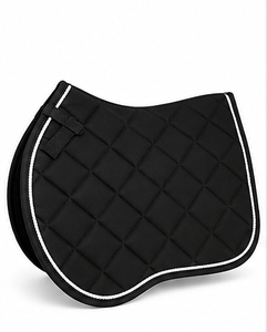 Tapis de selle de dressage matelassé Black Diamond avec passepoil blanc et logo personnalisé pour l'équitation - Product Image 1
