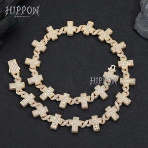 <b>Mens</b> 925 Silver Moissanite <b>Cross</b> Link <b>Chain</b> Iced Pave <b>Cross</b> Necklace Luxury Statement <b>Chain</b> Jewellery For <b>Men</b> - Product Image 2