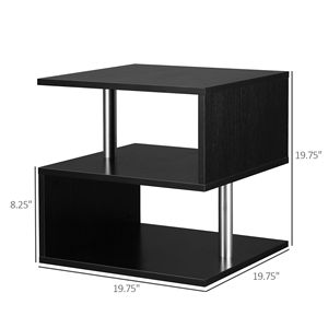 Designer S Shaped <b>Black</b> 3-Tier Lift Top Coffee <b>Table</b> with 2 Steel Support Poles Multi-Level Side <b>Console</b> <b>Tables</b> - Product Image 3