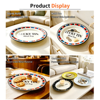 Plateau de service rond en fer blanc de qualité alimentaire avec logo personnalisé LUCKY TIN pour biscuits, chocolats, bonbons – Vente en gros OEM en vrac