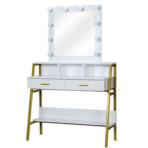 Tocador con Luces LED y 2 Estantes de Almacenamiento para Dormitorio, Categoría de Producto: Tocadores - Product Image 2