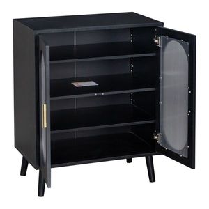 Zapatero de 2 puertas con patas altas, 4 niveles de estanterías internas, tira de luz LED USB, iluminación ajustable de 24 teclas, estanterías para zapatos parcialmente ensambladas - Product Image 3