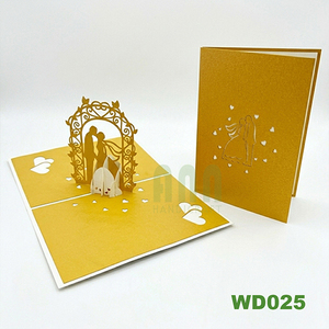 Carte d'invitation de mariage 3D de luxe, faite à la main, écologique, en kirigami, silhouette des mariés, cadeau pour le Nouvel An, un anniversaire ou la Saint-Valentin - Product Image 4