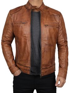 <b>Leather</b> <b>Jackets</b> New 2026 Custom Made Fashionable Tan <b>Brown</b> Goatskin <b>Leather</b> Bomber <b>Jacket</b> Genuine Sheep <b>Leather</b> <b>Jackets</b> for <b>Men</b> - Product Image 1