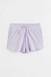 Conjunto de Shorts de 2 Piezas Casuales para Mujer, Color Morado Claro, con Ribete de Encaje, Manga Corta, Tejido de Algodón y Elastano, Transpirable, Ecológico, de Secado Rápido - Product Image 4