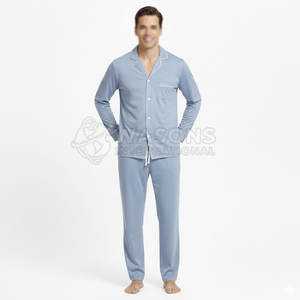 Ensemble de pyjama en soie tendance pour homme, deux pièces, confortable et respirant, pour la maison et le repos 2026 - Product Image 2