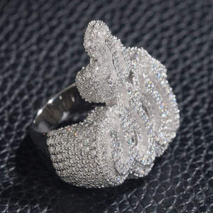 Anillo de Moissanita con Diseño de Bolsa de Dinero y Símbolo de Dólar, Chapado, Joyería para Fiesta y Boda - Product Image 2