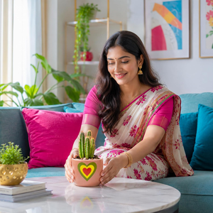 Maceta de Terracota con Diseño de Corazón Rosa Pálido, Hecha a Mano, Decorativa, con Orificio de Drenaje para Plantas de Interior, Sala de Estar - Product Image 6