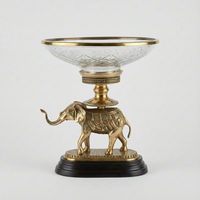 Tazón de Cristal de Lujo de Alta Calidad con Borde Dorado, Base de Metal, Hecho a Mano, Apto para Lavavajillas, Plato para Servir en Bodas, Decoración del Hogar