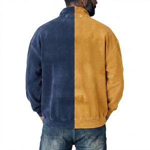Sudadera Unisex de Dos Tonos con Cierre de Cremallera, Apliques, Cuello Alto Simulado, Felpa Transpirable, Estilo Casual Urbano, para Invierno - Product Image 4