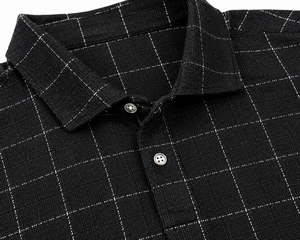 Chemise formelle unie à manches courtes pour homme, tricotée 100 % coton, respirante, séchage rapide, boutonnée, coupe classique - Product Image 3