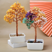 Arbre en céramique avec 7 chakras en éclats de cristal, fait main, pour la prospérité, la chance et la guérison spirituelle (vente en gros)