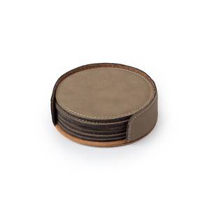 Genuine Leather Coaster Set for Promotional Gift Custom Logo Branded Round Drink Mat Bulk Wholesale Price GLC-0079 - Product Image 1