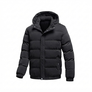 Manteau d'hiver à capuche pour homme, couleur unie, épais et chaud, vêtement d'extérieur décontracté avec fermeture éclair et poches 2026 XS-3XL - Product Image 2