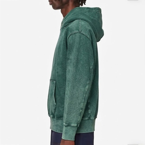 Sudadera con Capucha Oversize para Hombre, Color Verde Sólido, Algodón French Terry, Estilo Casual para Otoño, Transpirable, Teñido en Prenda, Ajuste Holgado, ¡Gran Venta! - Product Image 4