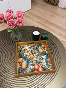 Plateau en bois imprimé résistant aux intempéries pour patio extérieur, idéal pour les réceptions en jardin, plateau de service en gros - Product Image 2