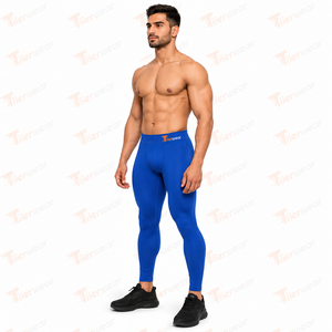 <b>Mens</b> Compression Tights Gym Workout Supportive Stretch Performance Fabric Full Length Athletic <b>Base</b> <b>Layer</b> Leggings Secure - Product Image 2
