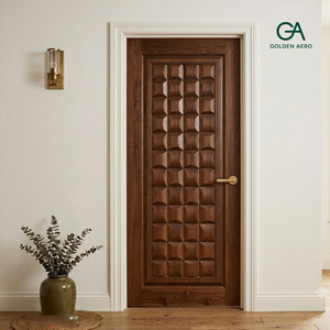 Puerta de Panel Tallada en 3D de Madera Sólida de Lujo, Directo de Fábrica para Aplicaciones Residenciales GA-17S - Product Image 1