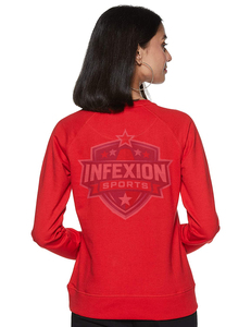 Sweat-shirt rouge à col rond pour femme, manches longues, en coton tricoté respirant, imprimé lettres sur le devant, style décontracté, style automne - Product Image 4