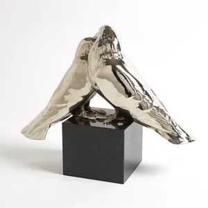 Gold-Plated Aluminium Bird Figurine ZE-3401G Home Decoration Animal Sculpture Polished Finish Round Digital Printing - Product Image 1