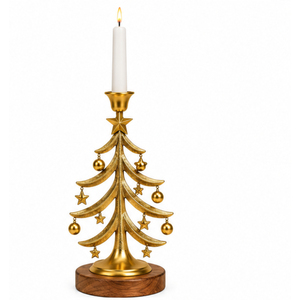 Porte-bougie en métal doré, design moderne, pour sapin de Noël, centre de table pour les fêtes, décoration de la maison, meilleur prix - Product Image 1