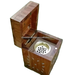 Brûleur d'encens élégant en bois coulé à la main en résine de nacre incrustée porte-bakhoor de qualité supérieure pour parfum de maison, ramadan - Product Image 4