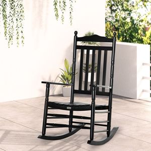 Silla Mecedora de Madera Negra con Respaldo Alto para Interiores/Exteriores, para Relajarse - Product Image 2